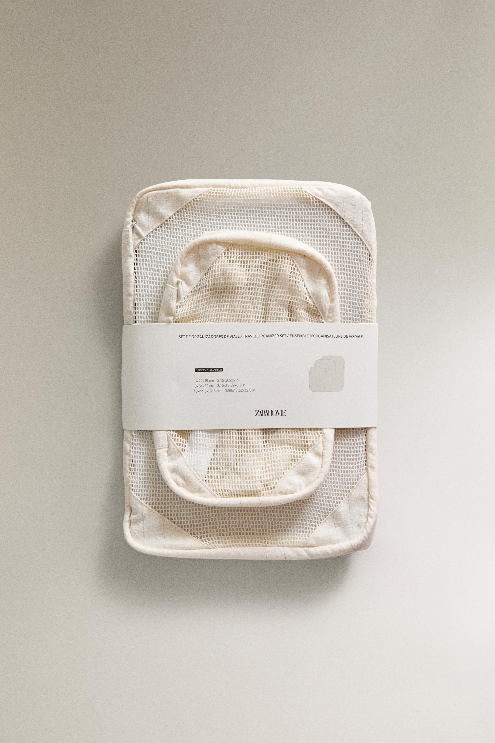 LINEN AND COTTON FABRIC ORGANIZER (PACK OF 3)